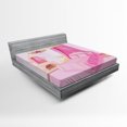 thumbnail image 1 of Ambesonne Pink Fitted Sheet, Cartoon Bedroom Interior, Full Size, Pink Yellow, 1 of 2
