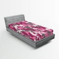 thumbnail image 1 of Ambesonne Pink Fitted Sheet, Feminine Camo Vibrant, Twin Size, Magenta Hot Pink Grey, 1 of 3