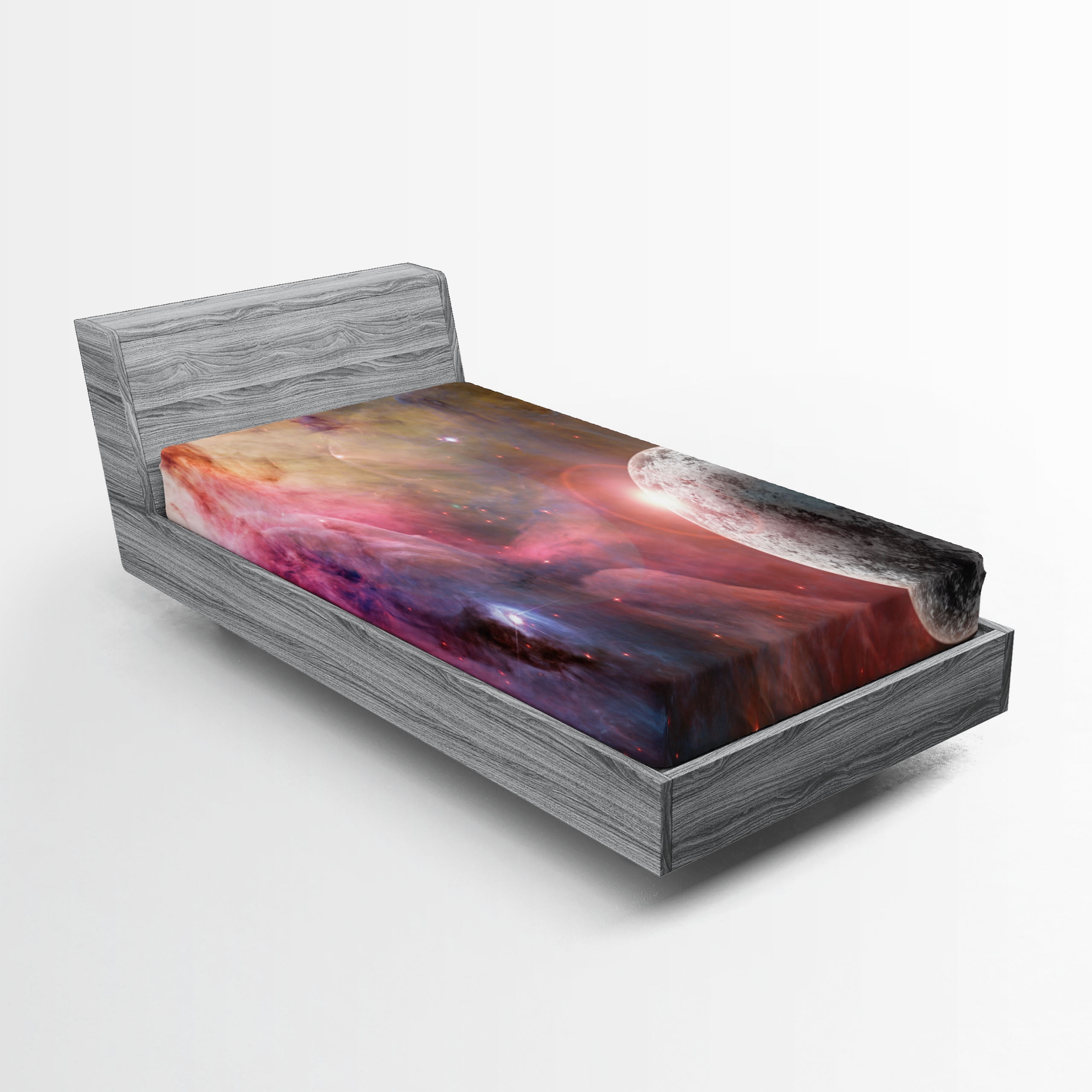 Twin Pink Microfiber Galaxy Print Fitted Sheet