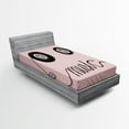thumbnail image 1 of Ambesonne Pink Fitted Sheet, Music Cassette Tape Art, Twin XL Size, Pink Black, 1 of 2