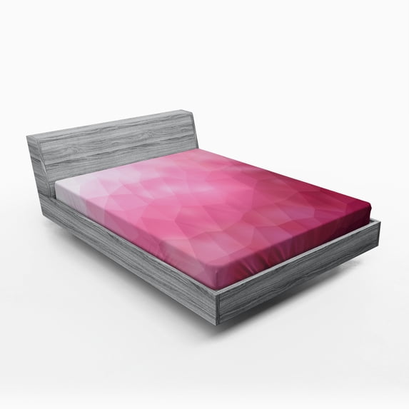 Ambesonne Pink Fitted Sheet, Shades Fragments Gradient, Queen Size, Magenta Fuchsia