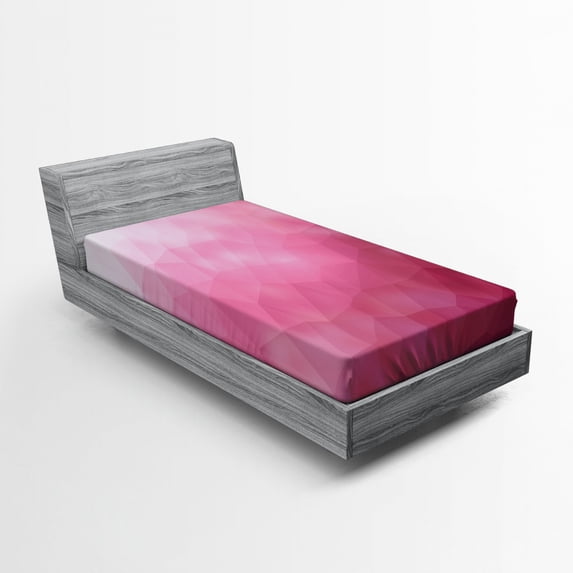 Ambesonne Pink Fitted Sheet, Shades Fragments Gradient, Twin XL Size, Magenta Fuchsia