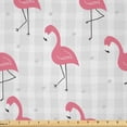 thumbnail image 1 of Ambesonne Pink Flamingo Fabric by the Yard Microfiber, Birds on Checkers, 2 Yards, Pale Grey Coral Black, 1 of 4