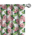 thumbnail image 1 of Ambesonne Pink Floral Window Curtains, Rosa Canina Wildflowers, Each 28" W x 95" L, Green Coral White, 1 of 4