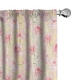 thumbnail image 1 of Ambesonne Pink Floral Curtains, Peachy Rhododendrons, Pair of 28"x84", Coral Green and Beige, 1 of 5