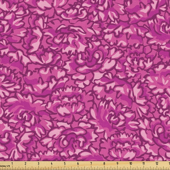 Ambesonne Pink Floral Fabric by the Yard Upholstery, Peony Petals, 10 Yards, Pink Pale Pink