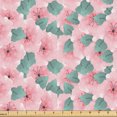 thumbnail image 1 of Ambesonne Pink Floral Fabric by the Yard Upholstery, Repeating Hibiscuses, 10 Yards, Pale Teal Dried Rose, 1 of 5