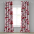 thumbnail image 1 of Ambesonne Pink Floral Grommet Curtain, Lovers Spring Romance, 50"x108", Emerald Magenta and Rose, 1 of 1