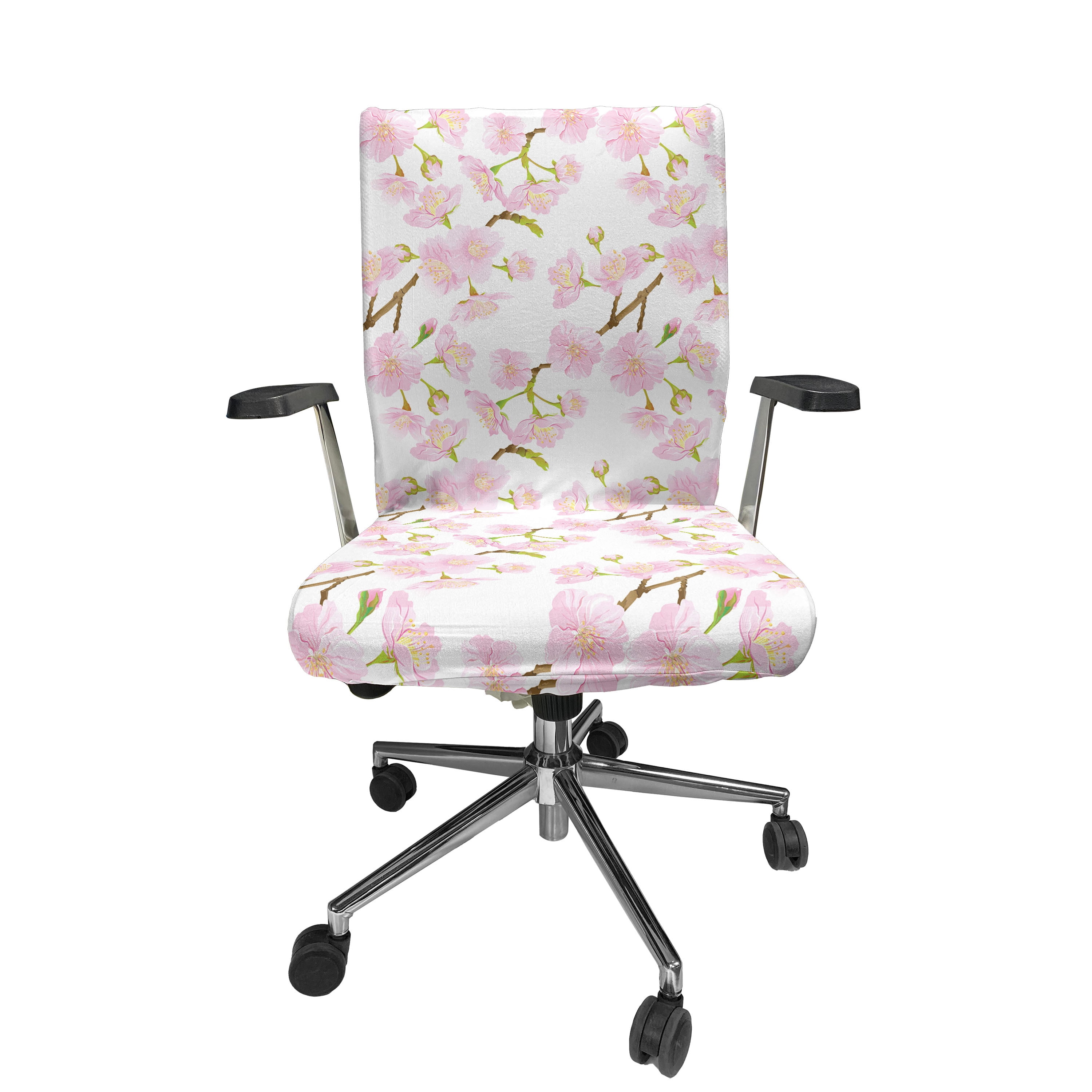 Ambesonne Pink Floral Office Chair Cover Stretchable High Back