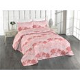 thumbnail image 1 of Ambesonne Pink Floral Quilted Bedspread Set 3 Pcs, Magnolia Flowers Spring, King, Pale Ruby Rose Blush, 1 of 4