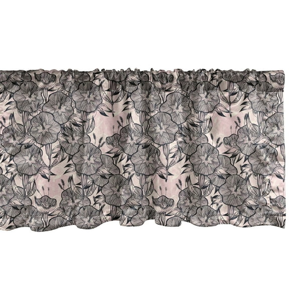 Ambesonne Pink Floral Window Valance, Creative Bindweed Motif, 42" x 18", Blush Champagne