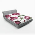 thumbnail image 1 of Ambesonne Pink Green Fitted Sheet, Garden Flowers Rose Buds, Full Size, Pale Pink Hot Pink, 1 of 2