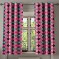 thumbnail image 1 of Ambesonne Pink Grey Grommet Curtain, Diamonds and Lozenges, 50" x 54", Pale Pink Black Grey, 1 of 6