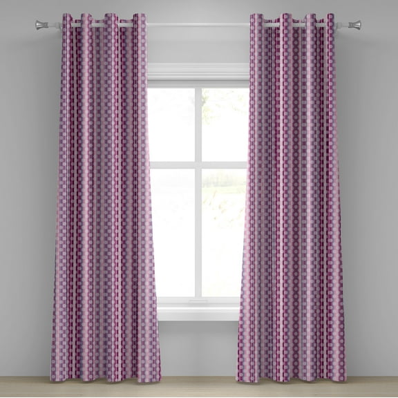 Ambesonne Pink Grommet Curtain, Abstract Rounds Line, 50" x 120", Cadet Blue Dried Rose
