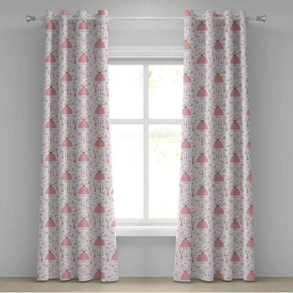 Ambesonne Pink Grommet Curtain, Cartoon Mystic Candles, 50" x 108", Rose Pale Pink White