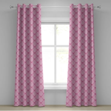Ambesonne Pink Grommet Curtain, Intricate Damask Motifs, 50" x 96", Pale Pink Pink