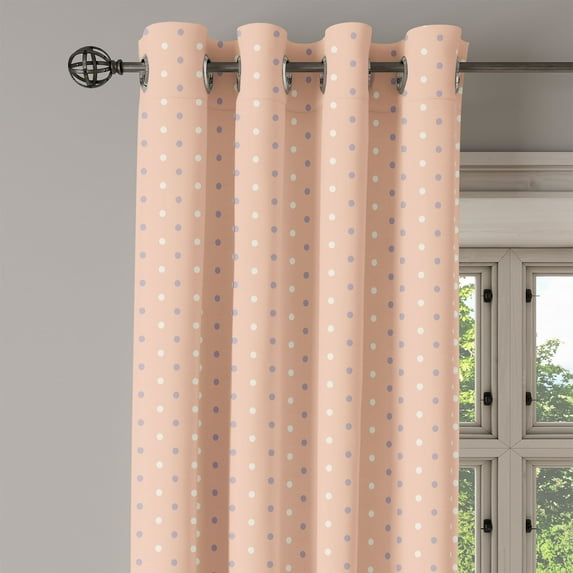 Ambesonne Pink Grommet Curtain Single Panel, Retro Vintage Lilac Dots, 50"x60", Salmon Lilac and White
