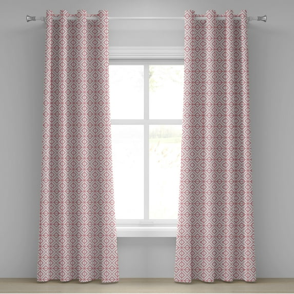Ambesonne Pink Grommet Curtain, Vintage Triangles, 50" x 96", Pink and White
