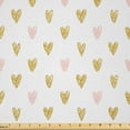 thumbnail image 1 of Ambesonne Pink Hearts Fabric by the Yard Microfiber, Even Pattern Hearts, 5 Yards, Pale Earth Yellow Rose, 1 of 2