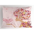 thumbnail image 1 of Ambesonne Pink Pillow Sham, Flowers Girl Butterflies, 26" X 20", Multicolor, 1 of 2