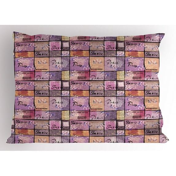 Ambesonne Pink Pillow Sham, Vintage Letters Watercolor, 26" X 20", Pale Pink Black