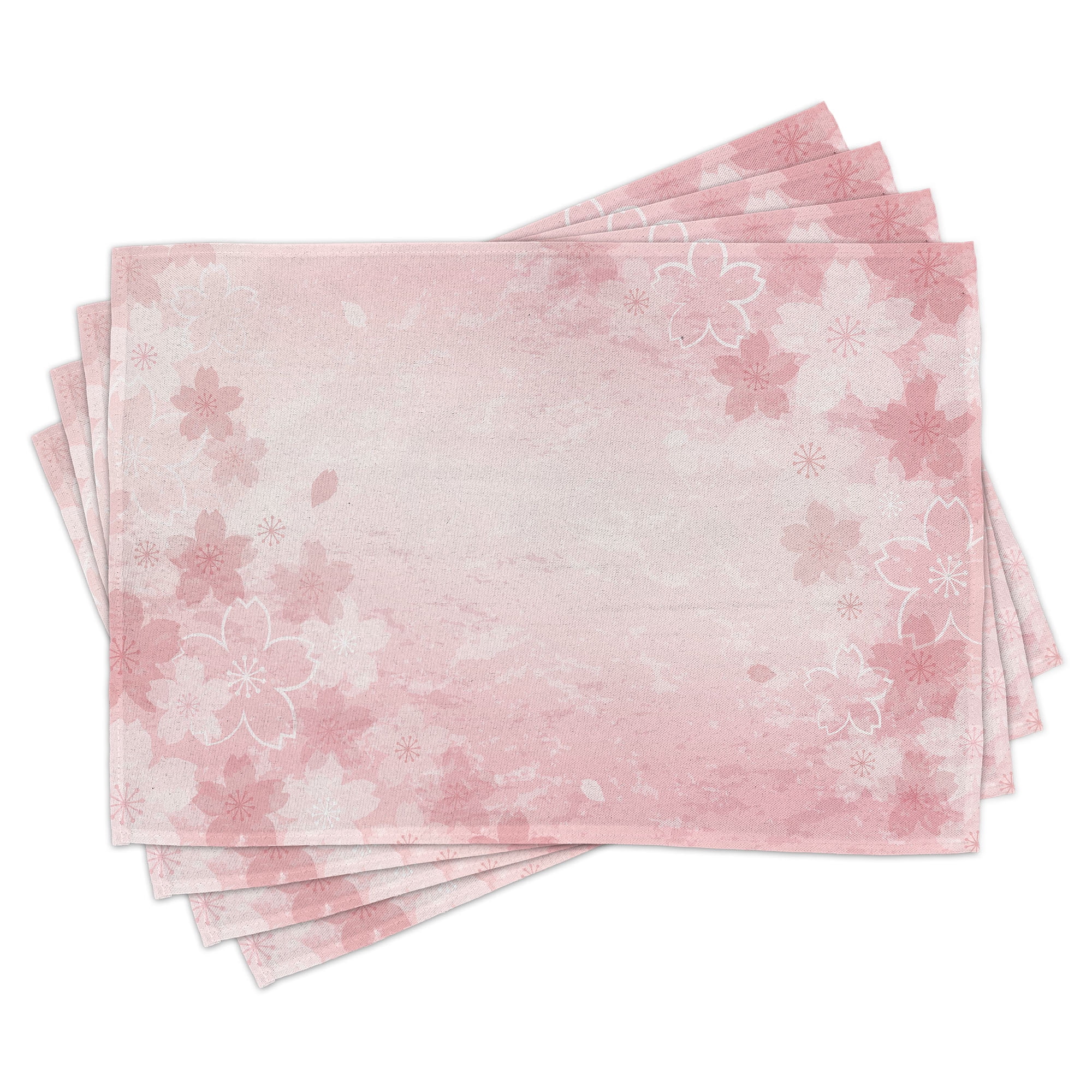 Ambesonne Pink Place Mats Set of 4, Cherry Blossom Floral Art, Standard ...