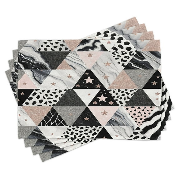 Ambesonne Pink Place Mats Set of 4, Fashion Design Starry Triangle, Standard Size, Dimgray Pale Taupe Rose