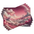 thumbnail image 1 of Ambesonne Pink Place Mats Set of 4, Fluffy Rosy Clouds Ombre Sky, Standard Size, Pearl and Off White, 1 of 5