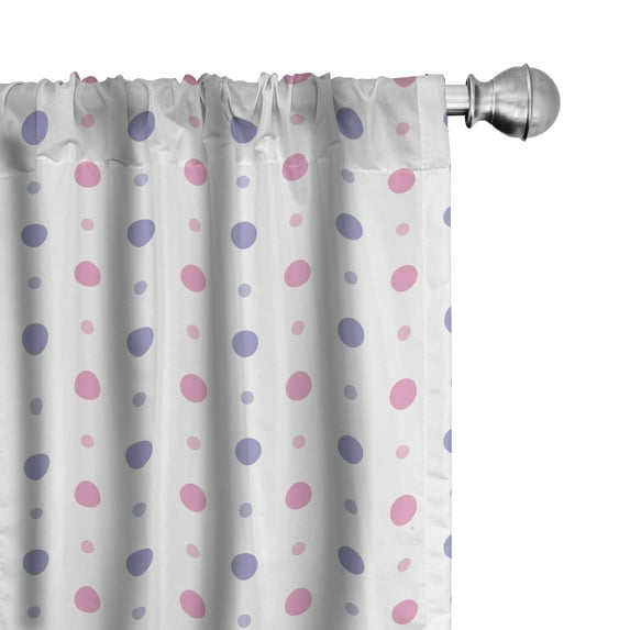 Ambesonne Pink Polka Dots Window Curtains, Simplistic Rounds, Each 28" W x 84" L, Pale Pink Lavender Blue