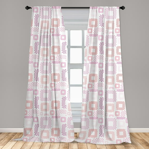 Ambesonne Pink Polka Dots Curtains, Dots Squares Art, Pair of 28"x95", Multicolor