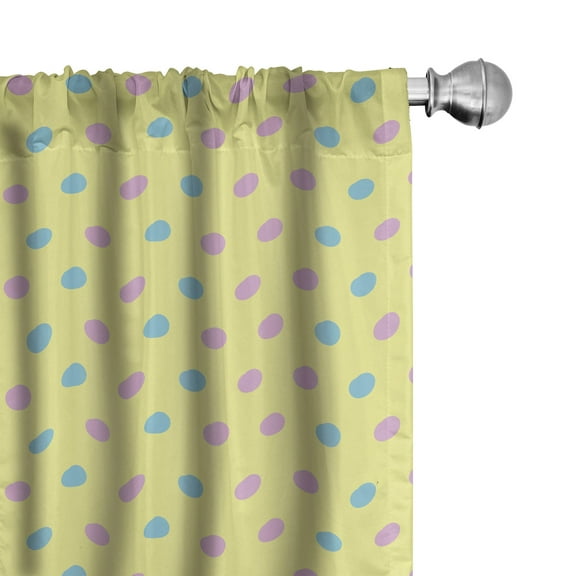 Ambesonne Pink Polka Dots Curtains, Repeating Blots, Pair of 28"x63", Yellow Multicolor