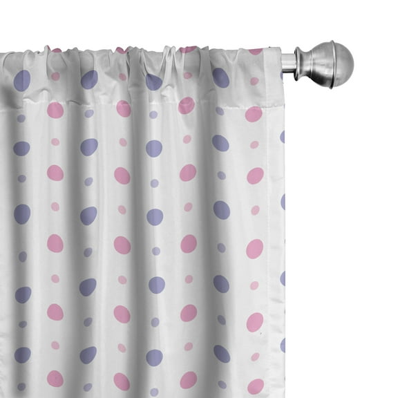 Ambesonne Pink Polka Dots Curtains, Simplistic Rounds, Pair of 28"x63", Pale Pink Lavender Blue