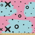 thumbnail image 1 of Ambesonne Pink Polka Dots Fabric by the Yard Upholstery, X and O Motifs Spot, 3 Yards, Pink Sky Blue, 1 of 5