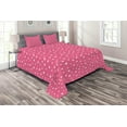 thumbnail image 1 of Ambesonne Pink Polka Dots Quilted Coverlet 3 Pcs, Grunge Drawn Rounds, King Size, Pink and White, 1 of 4