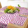 thumbnail image 1 of Ambesonne Pink Polka Dots Table Runner & Placemats, Asymmetric Rounds, Placemat 4 pcs + Runner 14"x72", Pink and White, 1 of 2