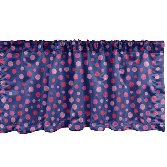 Ambesonne Pink Polka Dots Window Valance, Continuous Hand Painted Style Irregular Rounds, Curtain Valance for Kitchen Bedroom Decor with Rod Pocket, 54" X 12", Blue Violet Multicolor