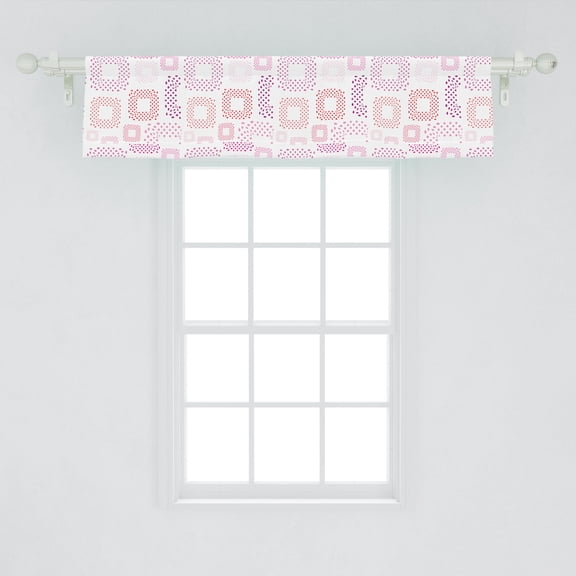 Ambesonne Pink Polka Dots Window Valance, Modern Layout of Squares Formed of Spots, Curtain Valance for Kitchen Bedroom Decor with Rod Pocket, 54" X 12", Multicolor