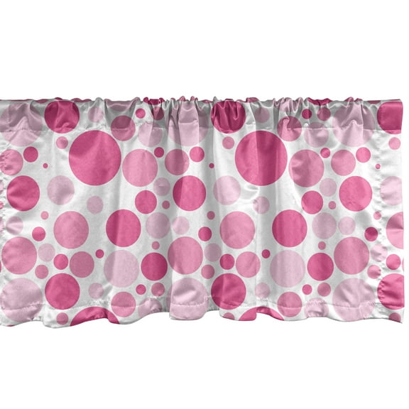 Ambesonne Pink Polka Dots Window Valance, Monotone Blemishes, 42" x 12", Pink Pale Pink White