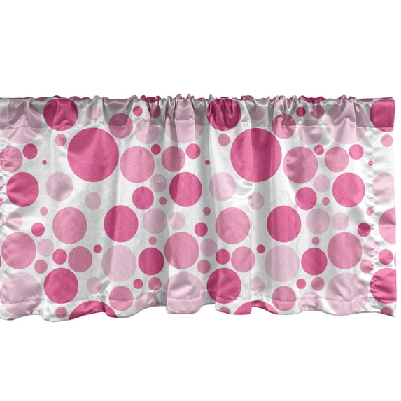 Ambesonne Pink Polka Dots Window Valance, Monotone Blemishes, 54" X 12", Pink Pale Pink White