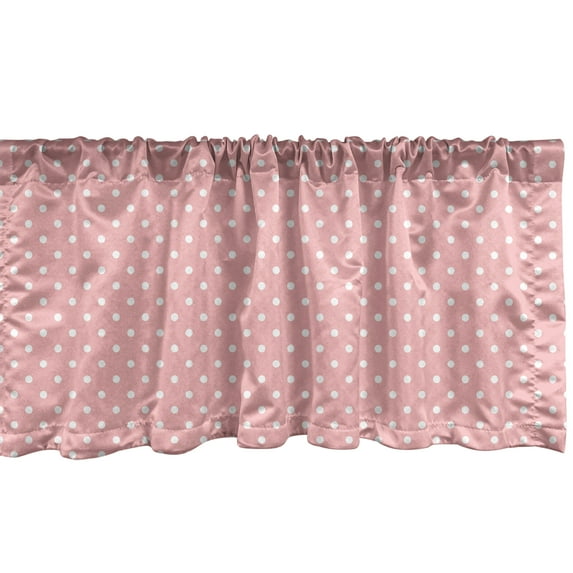 Ambesonne Pink Polka Dots Window Valance, Motifs with Shapes, 42" x 18", Pale Pink and White