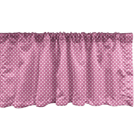 Ambesonne Pink Polka Dots Window Valance, Rose Hues Victorian, 42" x 12", Pink and White