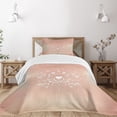 thumbnail image 1 of Ambesonne Pink Quilted Bedspread Set 2 Pcs, Classic Art Heart Leafy Floral, Twin Size, Blush White Pale Mauve, 1 of 4