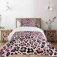 thumbnail image 1 of Ambesonne Pink Quilted Bedspread Set 2 Pcs, Classic Leopard Skin Pattern, Twin Size, Blush Dark Grey Ivory, 1 of 4