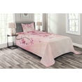 thumbnail image 1 of Ambesonne Pink Quilted Bedspread Set 2 Pcs, Tree Branch with Flowers, Twin Size, Pink Fuchsia, 1 of 3