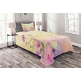 thumbnail image 1 of Ambesonne Pink Quilted Bedspread Set 2 Pcs, Vintage Magnolia Blooms, Twin Size, Pink Pale Yellow, 1 of 3