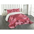 thumbnail image 1 of Ambesonne Pink Quilted Bedspread Set 3 Pcs, Camo Texture Autumn Theme, Queen Size, Dark Coral Pale Pink, 1 of 3