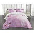 thumbnail image 1 of Ambesonne Pink Quilted Bedspread Set 3 Pcs, Orchid Spring Petals Spa, Queen Size, Pink, 1 of 3