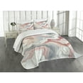 thumbnail image 1 of Ambesonne Pink Quilted Bedspread Set 3 Pcs, Swirls of Modern Marble Print, Queen Size, Dried Rose Blue Grey, 1 of 4