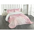 thumbnail image 1 of Ambesonne Pink Quilted Bedspread Set 3 Pcs, Tree Branch with Flowers, King Size, Pink Fuchsia, 1 of 5