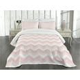 thumbnail image 1 of Ambesonne Pink Quilted Bedspread Set 3 Pcs, Zigzag Chevron Grunge, King Size, Rose Pale Pink White, 1 of 5